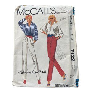 80s McCalls 7122 Sewing Pattern Misses Size 12 Blouse and Pant Dressmaking UNCUT